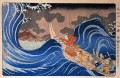 en las olas en kakuda camino a la isla sado período edo Utagawa Kuniyoshi Ukiyo e